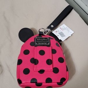Loungefly polka dot disney wristlet mini backpack